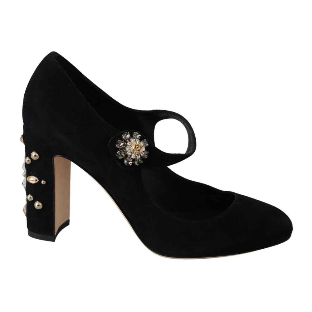 Dolce & Gabbana Damen Schwarz - Kristallverzierte Wildleder Mary Janes - Shoes - K -36 Eu