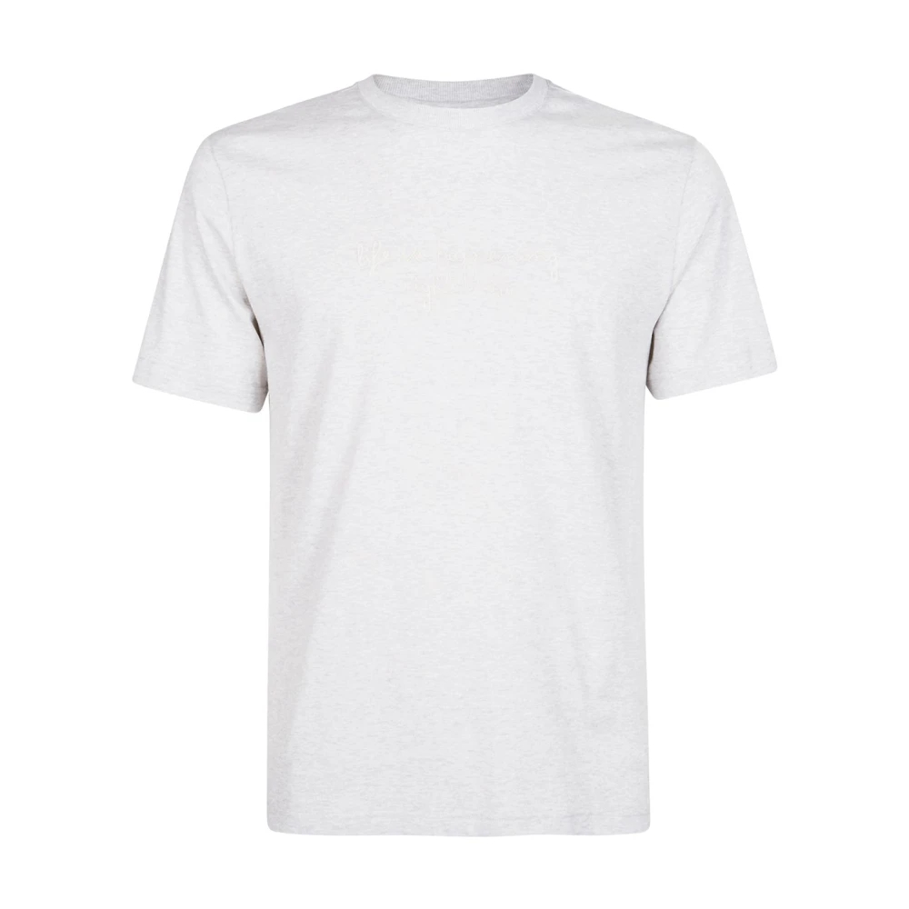 Eleventy Herren Grau - Besticktes Baumwoll-Jersey-Rundhals-T-Shirt - Tops - S