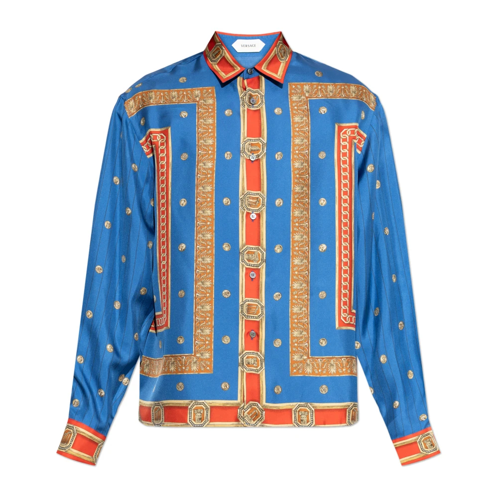Versace - Printed Silk Twill Regular Shirt - Shirts - Herren - Blau - M