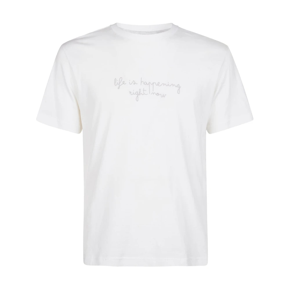 Eleventy Herren Weiß - Besticktes Baumwoll-Jersey-Rundhals-T-Shirt - Tops - 2XL