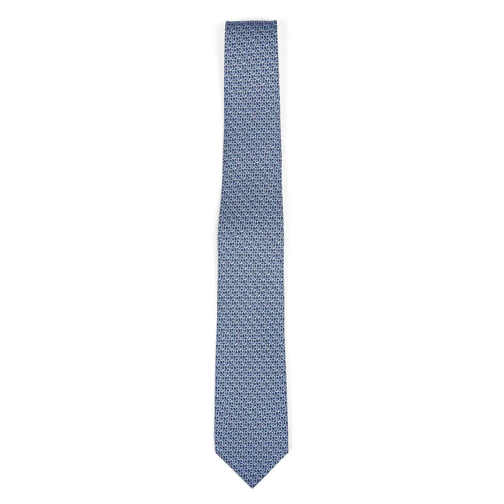 FERRAGAMO | Navy blue Gancini silk twill Cerchio tie | male | PZ - Bild 5