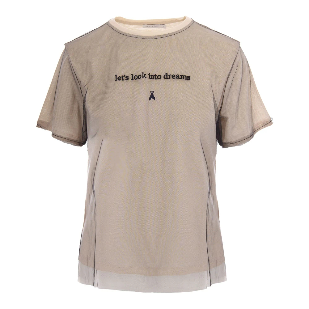 Patrizia Pepe Damen Beige - Besticktes Kurzarm-Top - Tops - Xs