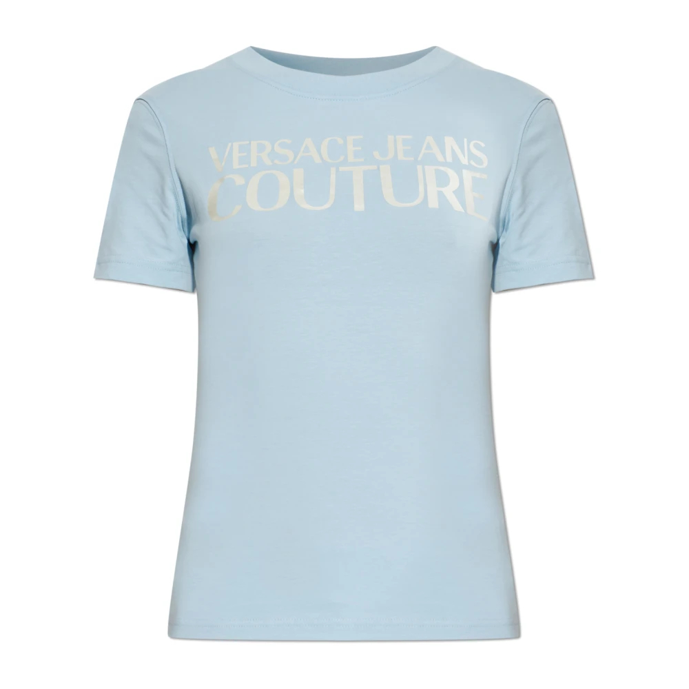 Versace Jeans Couture Damen Blau - T-Shirt Mit Logo-Print - Tops - L