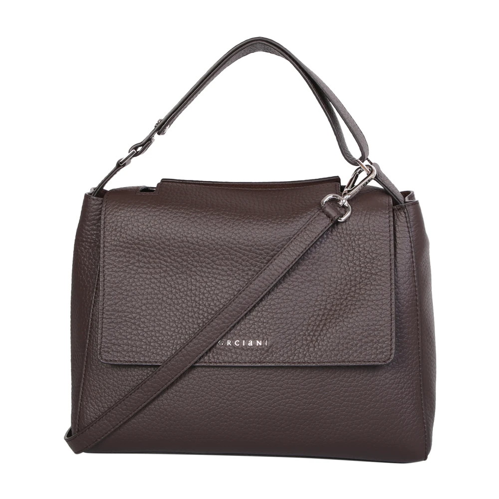 Orciani Damen Braun - Strukturierte Leder-Schultertasche Dunkelbraun - Bags - One Size