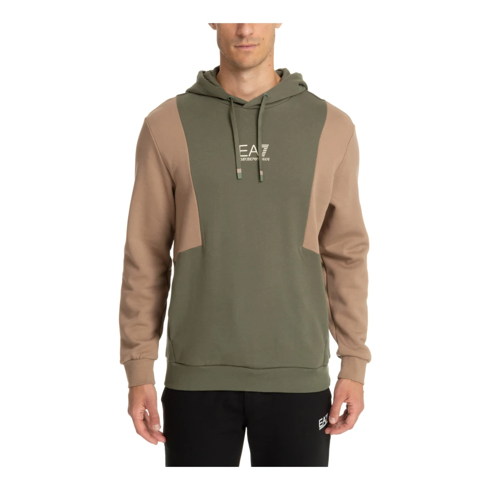 Emporio Armani Ea7 Herren Grün - Multicolor Logo Kapuzenpullover Mit Kordelzug Und Taschen - Sweatshirts & Hoodies - M