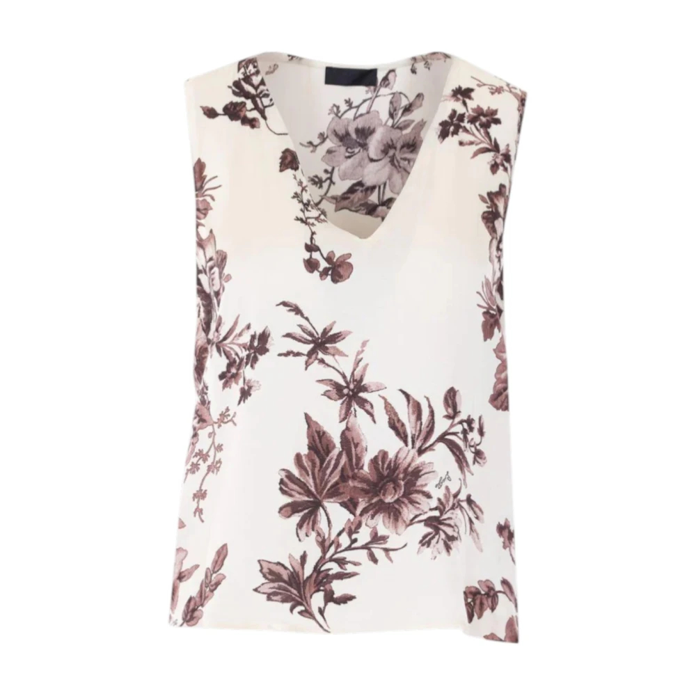 Liu Jo Damen Weiß - Viskose-Satin-Top Mit Blumenmuster - Tops - Xl