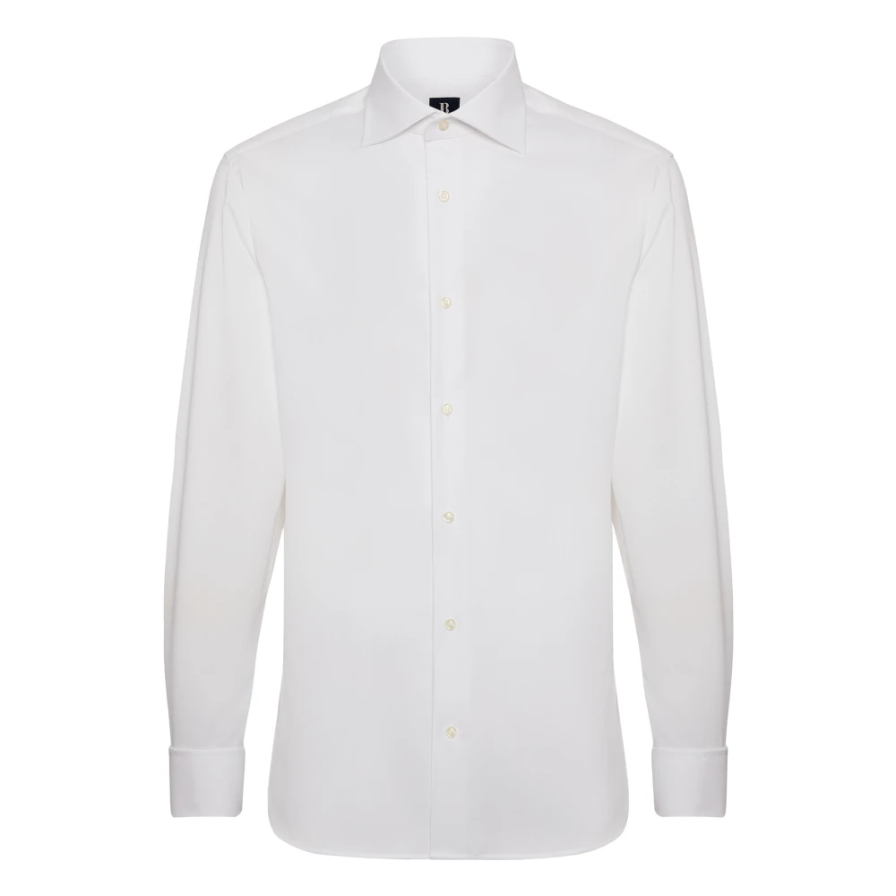 Boggi Milano Herren Weiß - Slim Fit Pinpoint Baumwollhemd - Shirts - 6XL