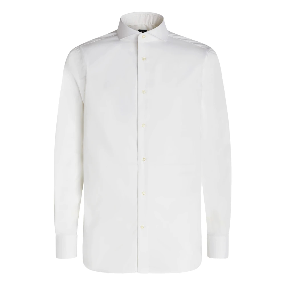 Boggi Milano Herren Weiß - Regular Fit Pinpoint Baumwollhemd - Shirts - 5XL