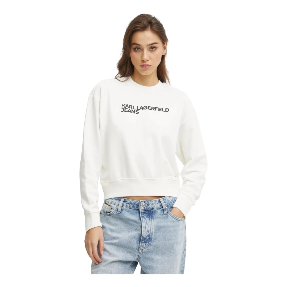 Karl Lagerfeld Jeans Damen Regular Essential Logo Sweatshirt Weiß M - Bild 3