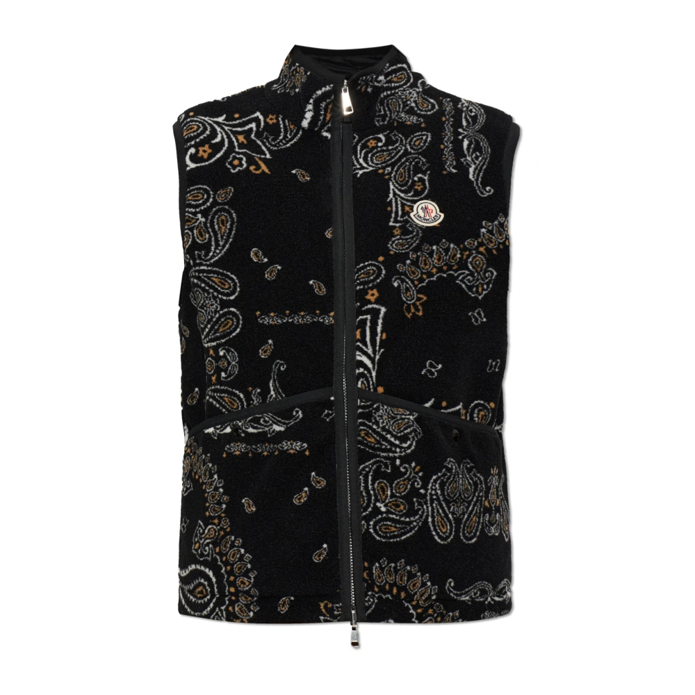 Moncler Reversible Paisley Print Padded Teddy Gilet für Men in Black in Size: L - Bild 4