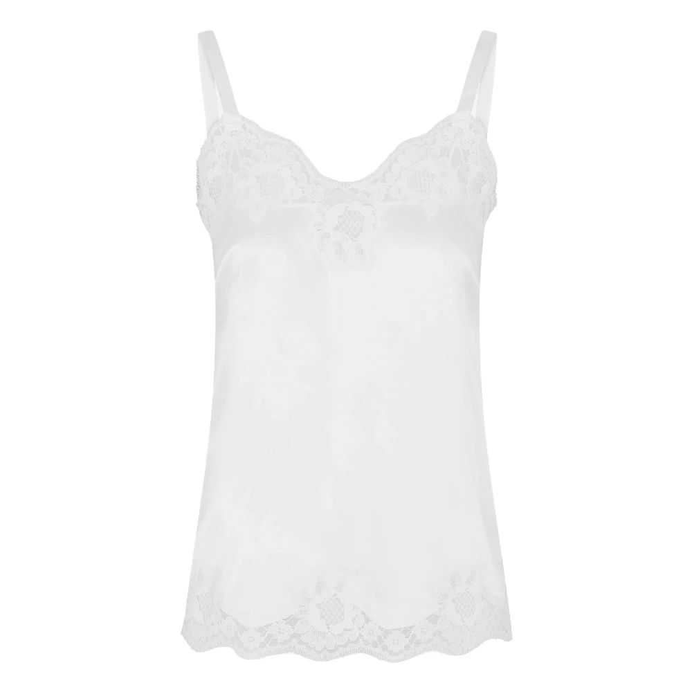 Dolce & Gabbana Damen Weiß - Satin Spitzen Top - Tops - Xs