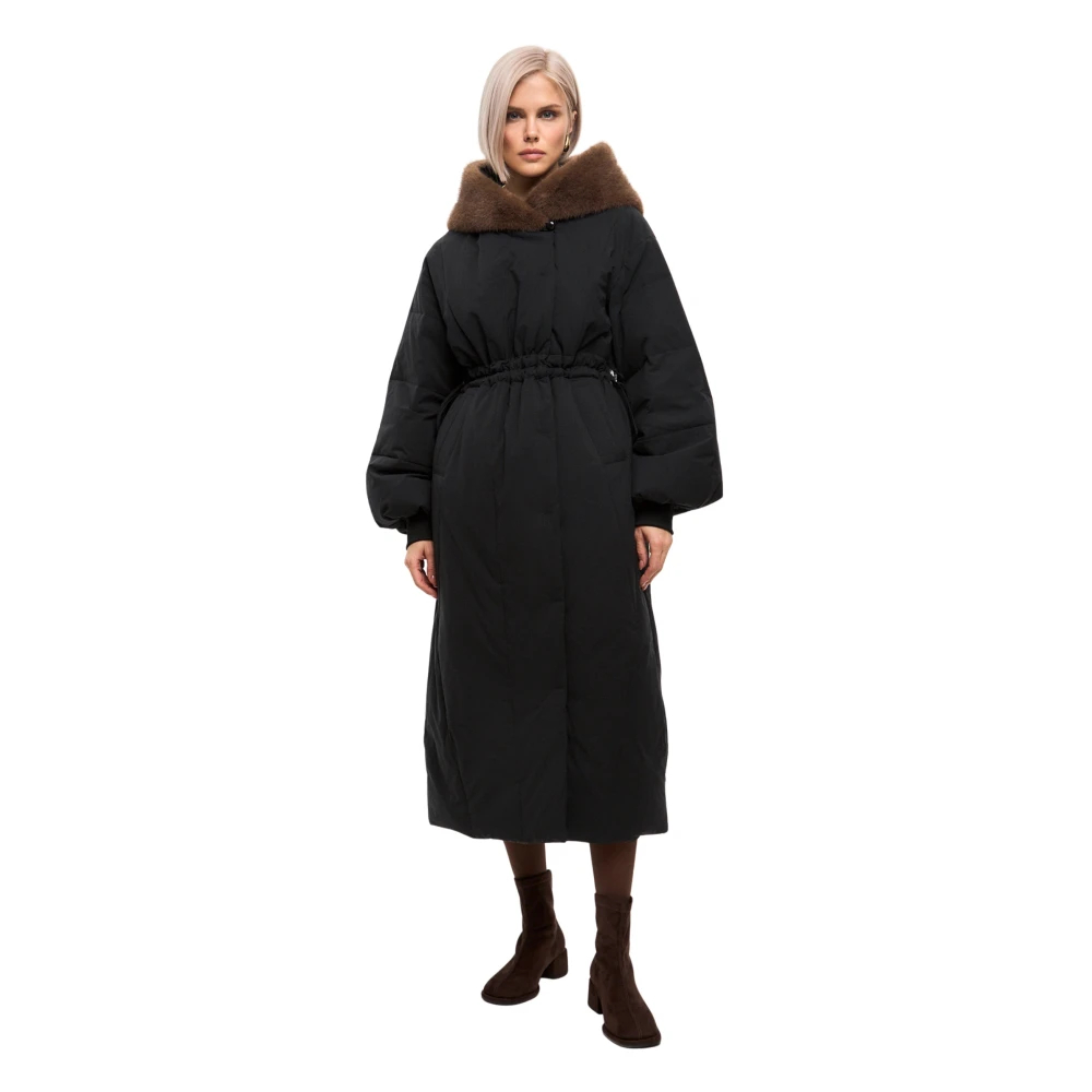 Cesare Gaspari Damen Schwarz - Wintermantel Mit Kapuze - Coats - K - L