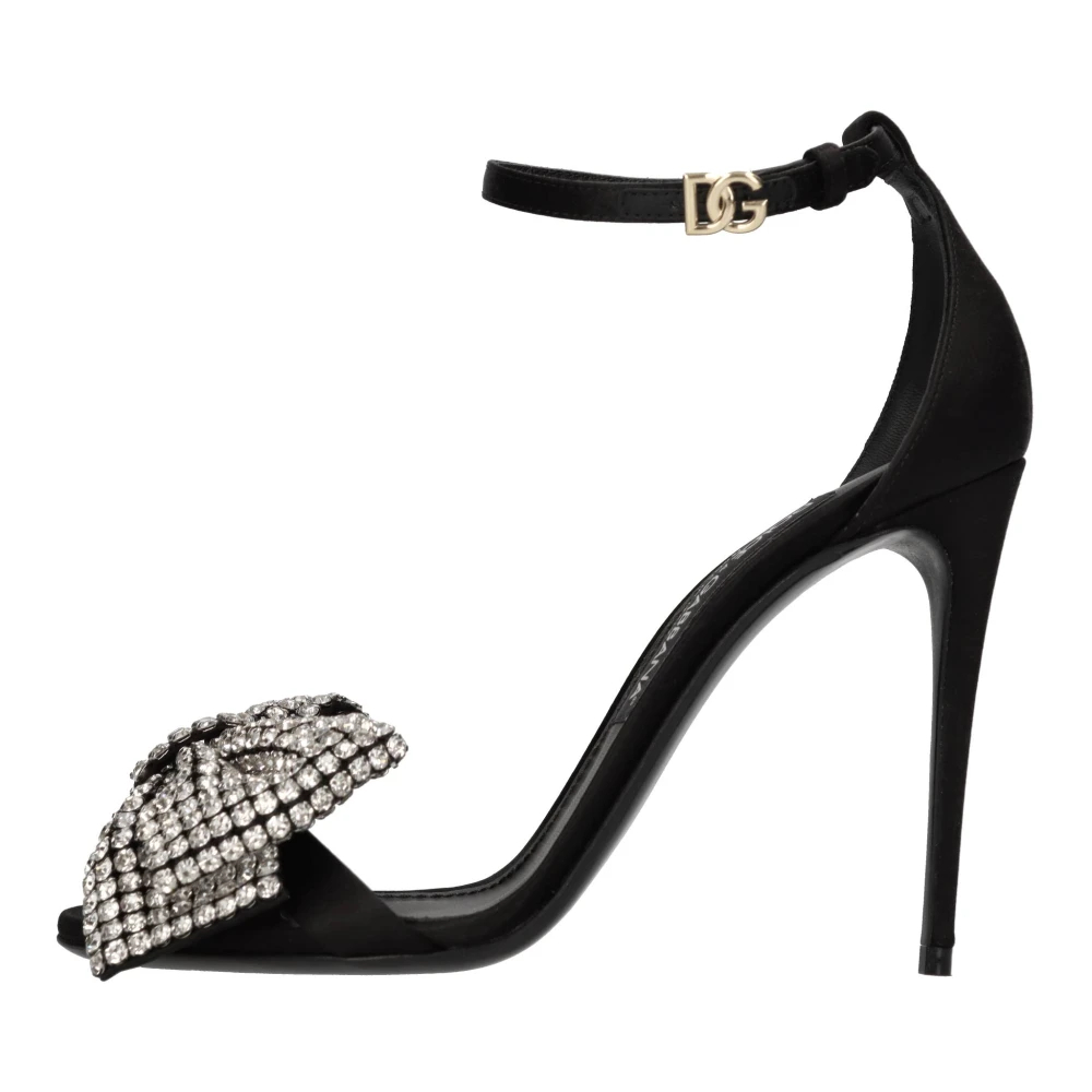 Dolce & Gabbana Damen Schwarz - Keira Satin Sandalen - Shoes - K - 36 Eu