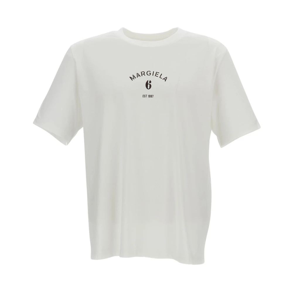 Mm6 Maison Margiela Herren Weiß - Logo Print T-Shirt - Tops - Xl