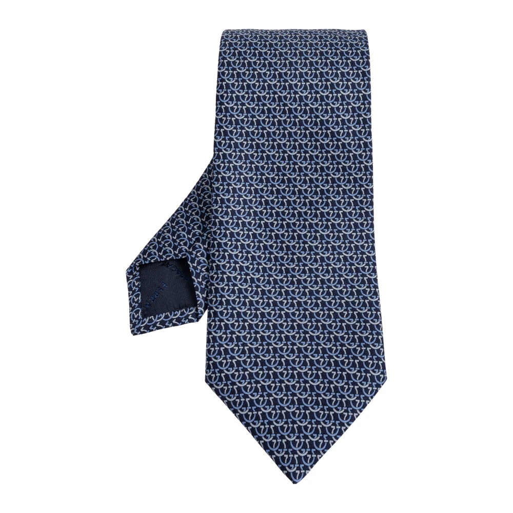 FERRAGAMO | Navy blue Gancini silk twill Cerchio tie | male | PZ - Bild 3
