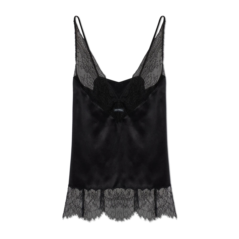 Dolce & Gabbana Damen Schwarz - Seiden-Satin-Top - Tops - K - Xs
