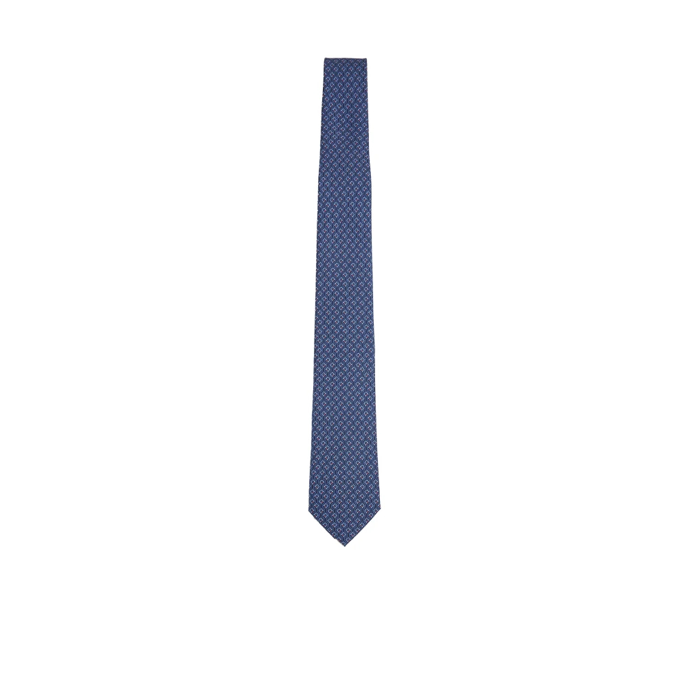Ferragamo Herren Blau Seidenkrawatte Mit Tetris-Print - Bild 6