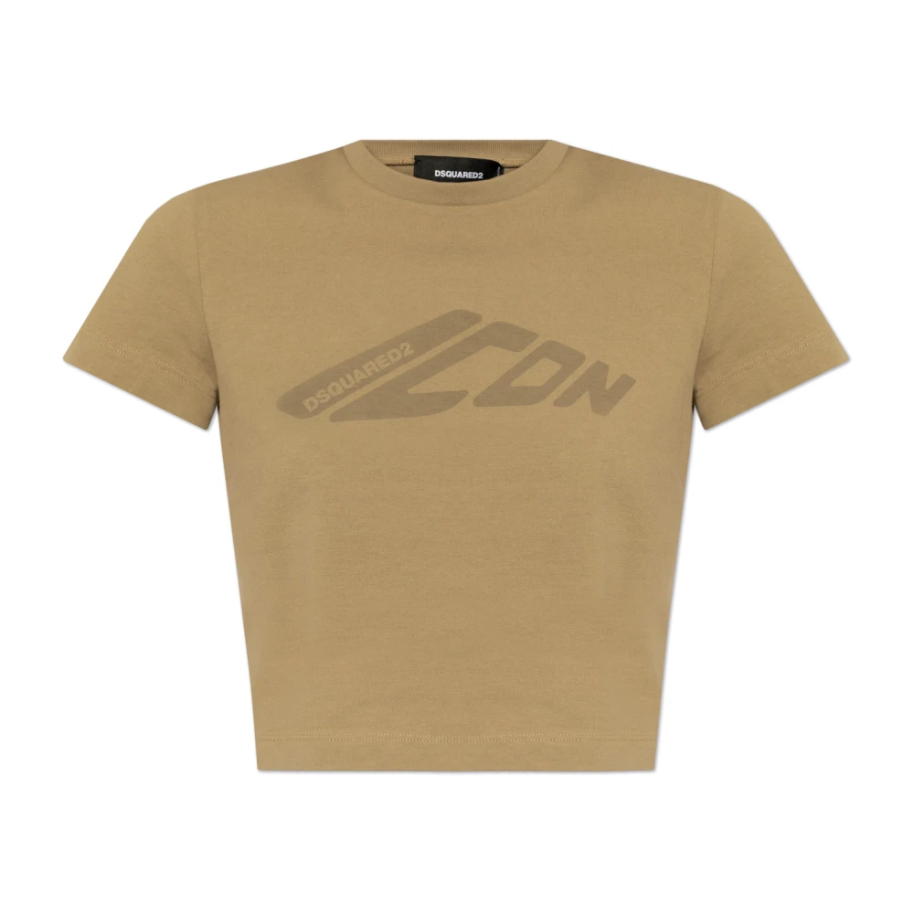 Dsquared2 Damen Beige - T-Shirt Mit Logo-Print - Tops - 2XS