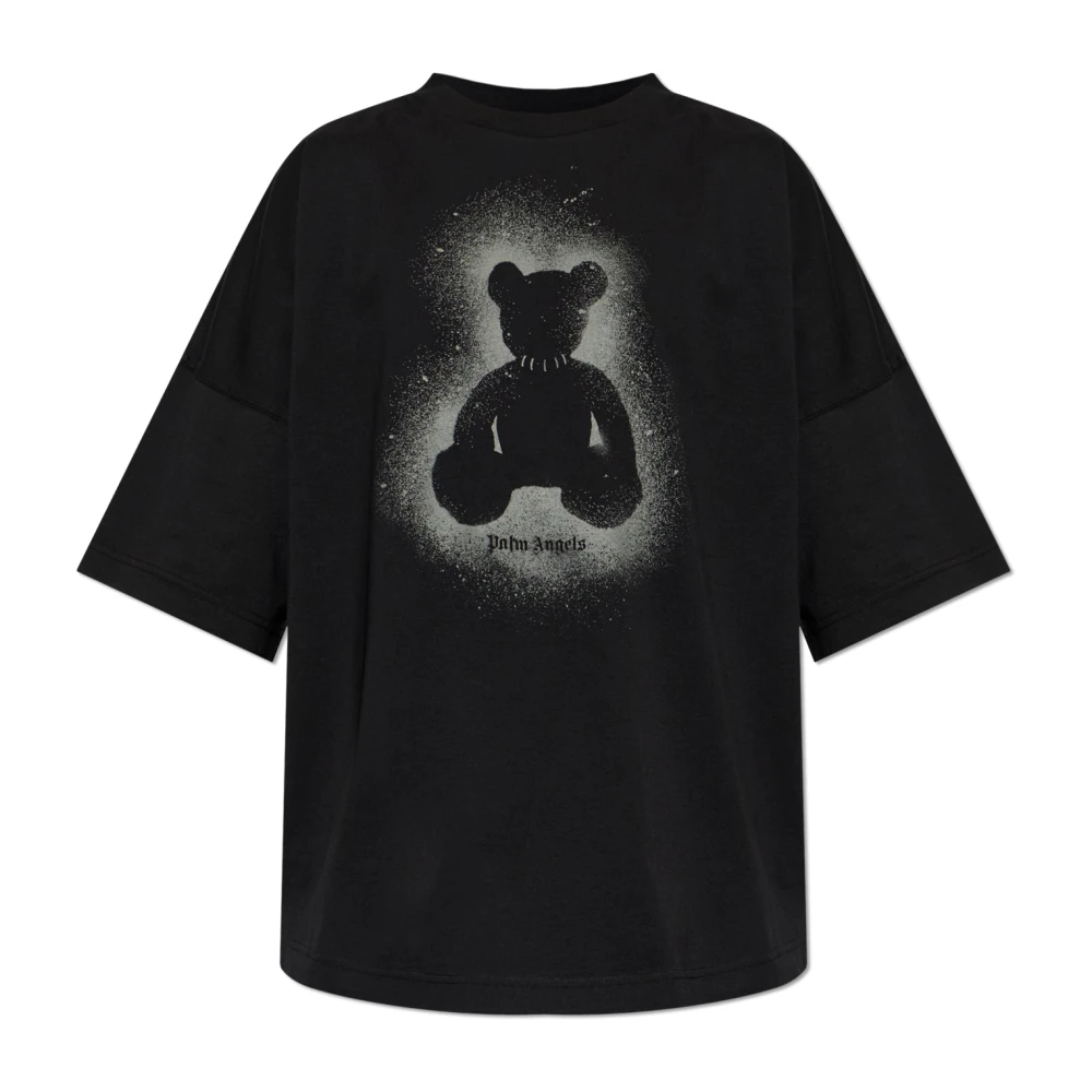 Palm Angels Herren Schwarz - T-Shirt Mit Logo-Print - Tops - K -L