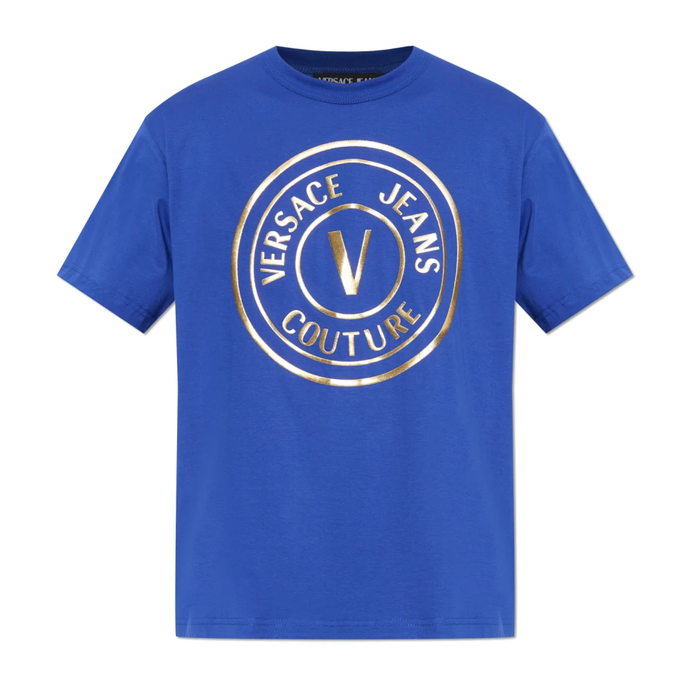 Versace Jeans Couture Herren Blau - T-Shirt Mit Logo-Print - Tops - L