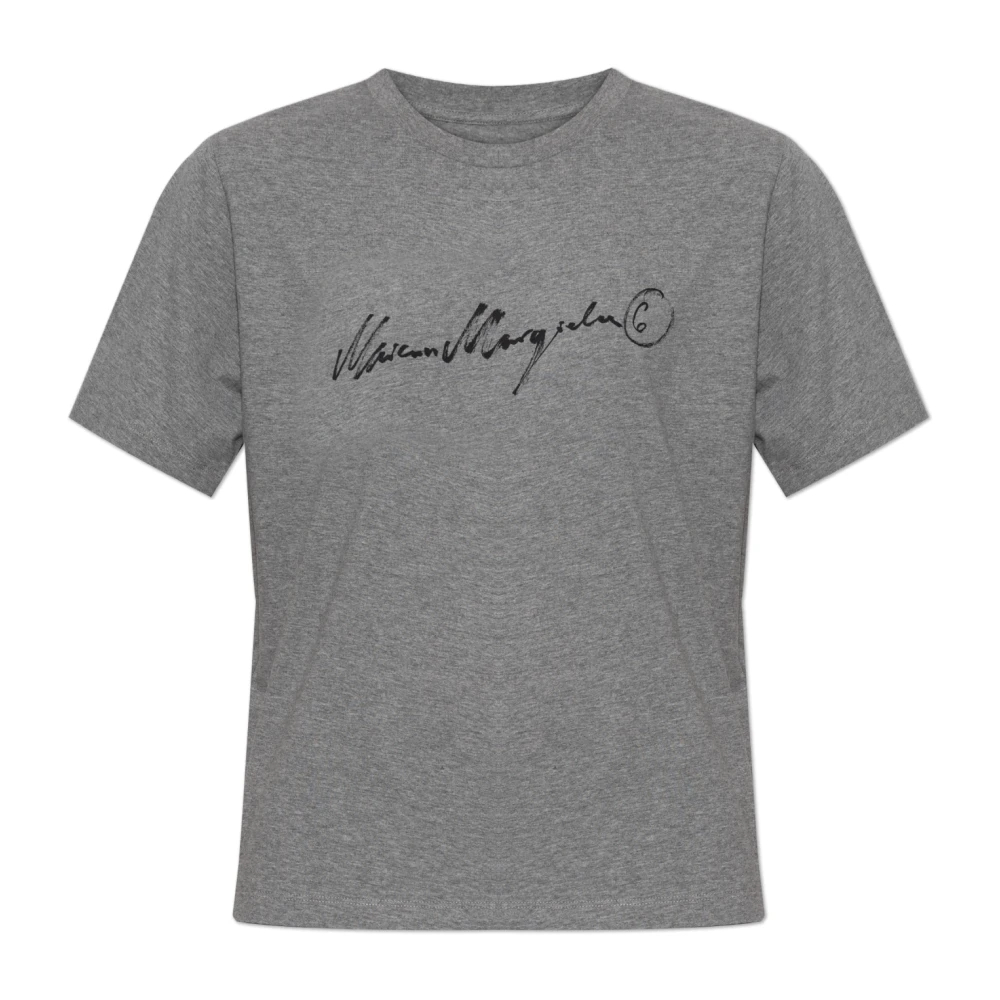 Mm6 Maison Margiela Damen Grau - T-Shirt Mit Print-Logo - Tops - S