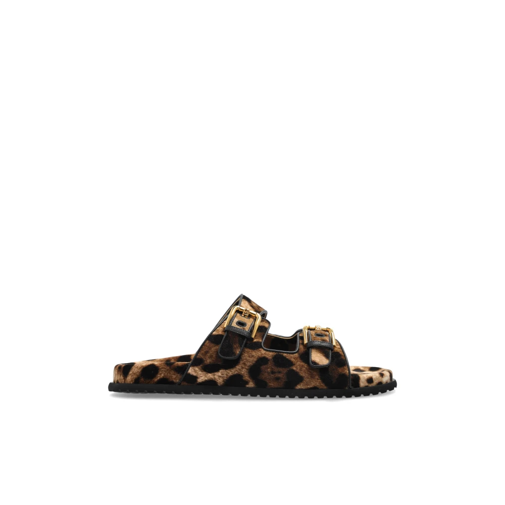 Dolce & Gabbana Damen Braun - Pantoletten Mit Tiermuster - Shoes - 36 Eu