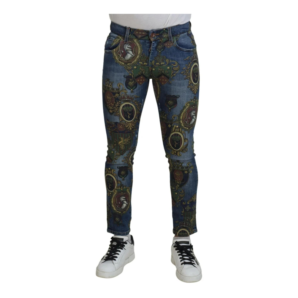 Dolce & Gabbana Herren Blau - Medal Print Slim Fit Jeans - Jeans - S