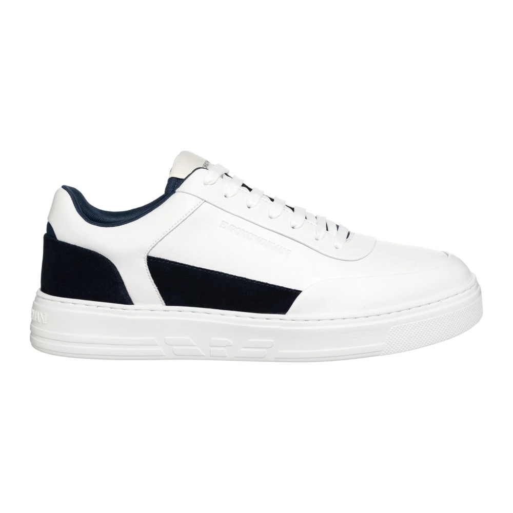 Emporio Armani Herren Weiß - Multicolor Leder-Sneakers - Shoes - 44 Eu