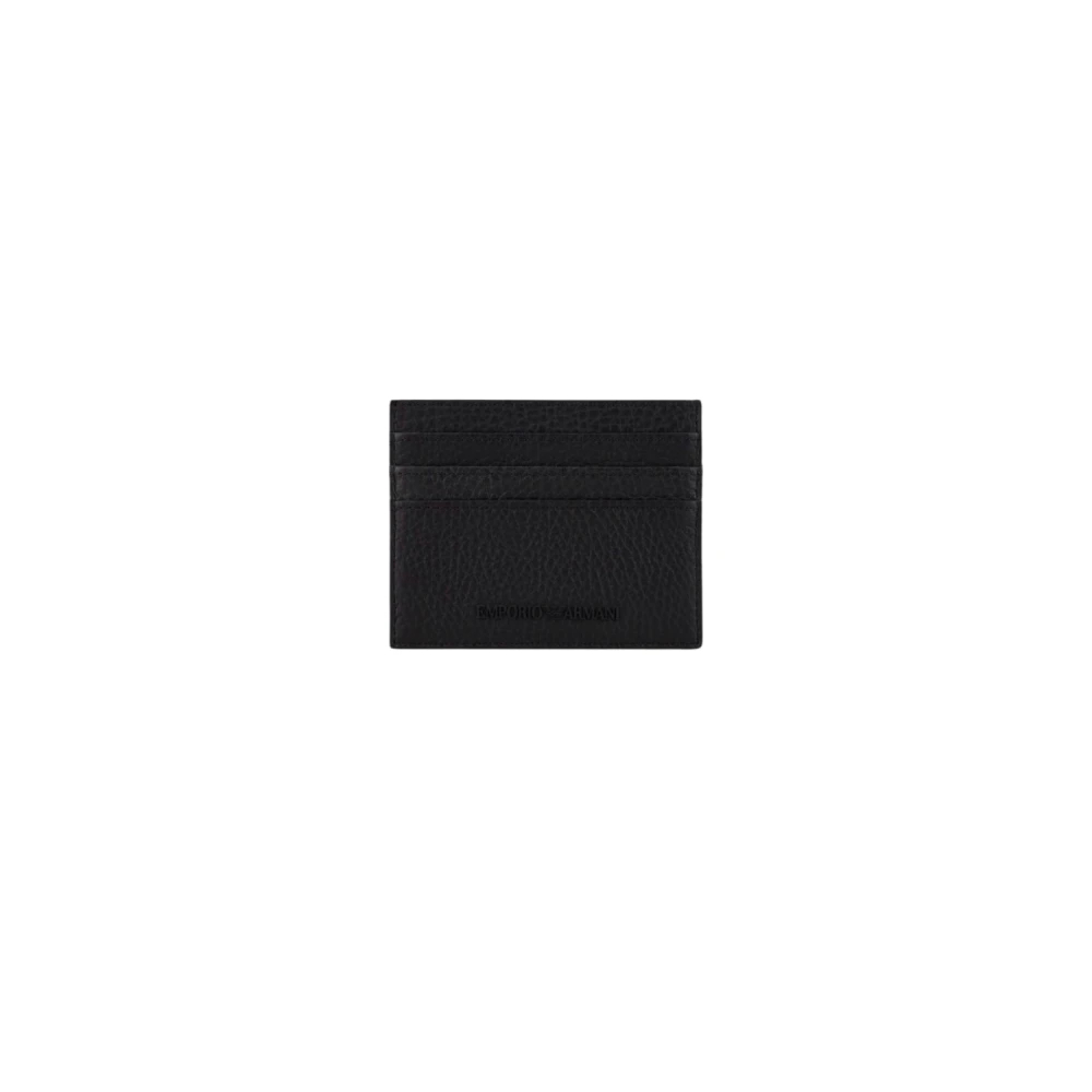 Emporio Armani Herren Schwarz - Kartenetui Aus Genarbtem Leder - Accessories - K - One Size