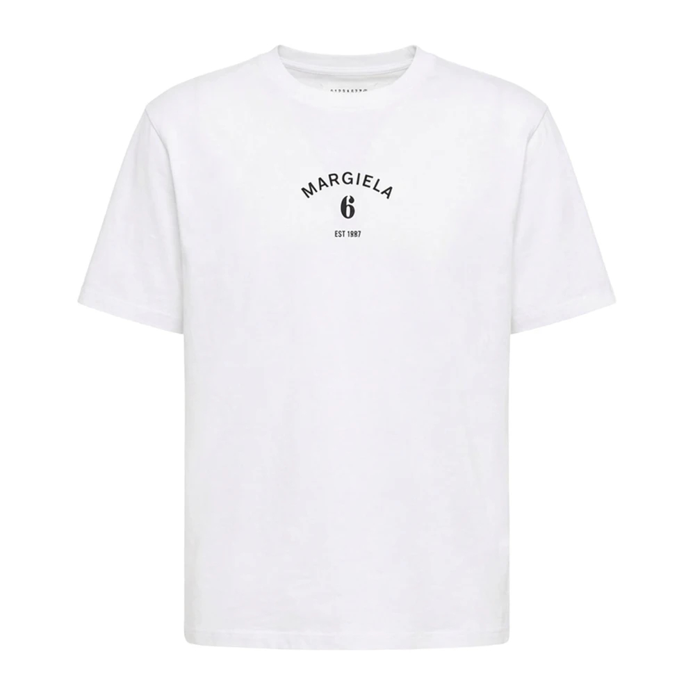 Mm6 Maison Margiela Damen Weiß - T-Shirt Mit Logo-Print - Tops - L