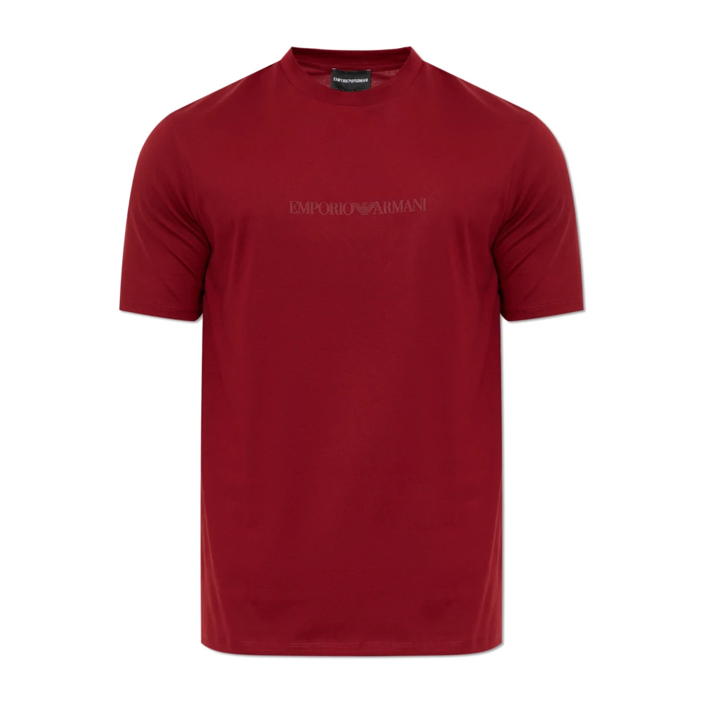 Emporio Armani - T-Shirt Mit Print-Logo - Tops - Herren - Rot - S