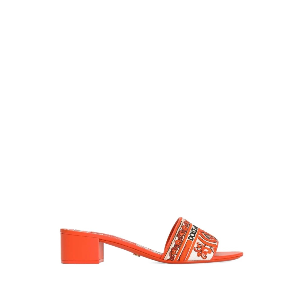 Dolce & Gabbana Damen Orange - Maiolica Print Mule - Shoes - 41 Eu