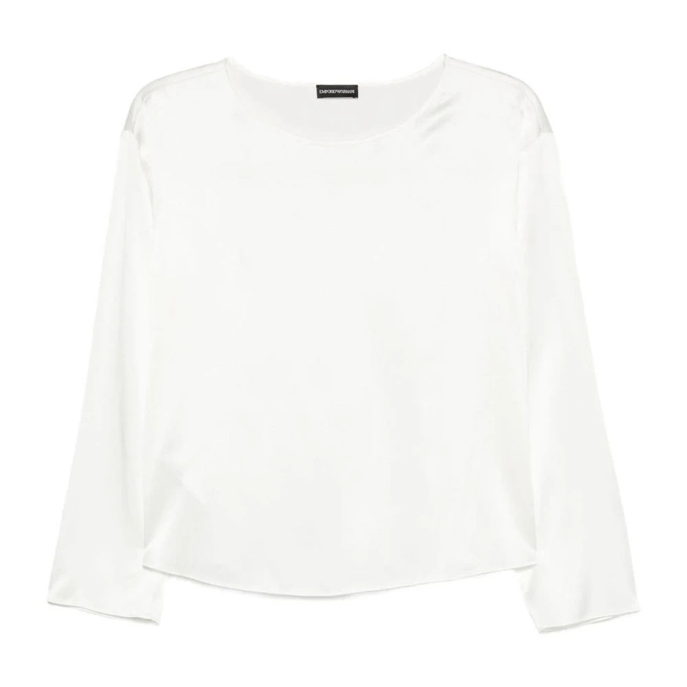 Emporio Armani Damen Weiß - Seiden-Satin Langarmshirt - Tops - Xs