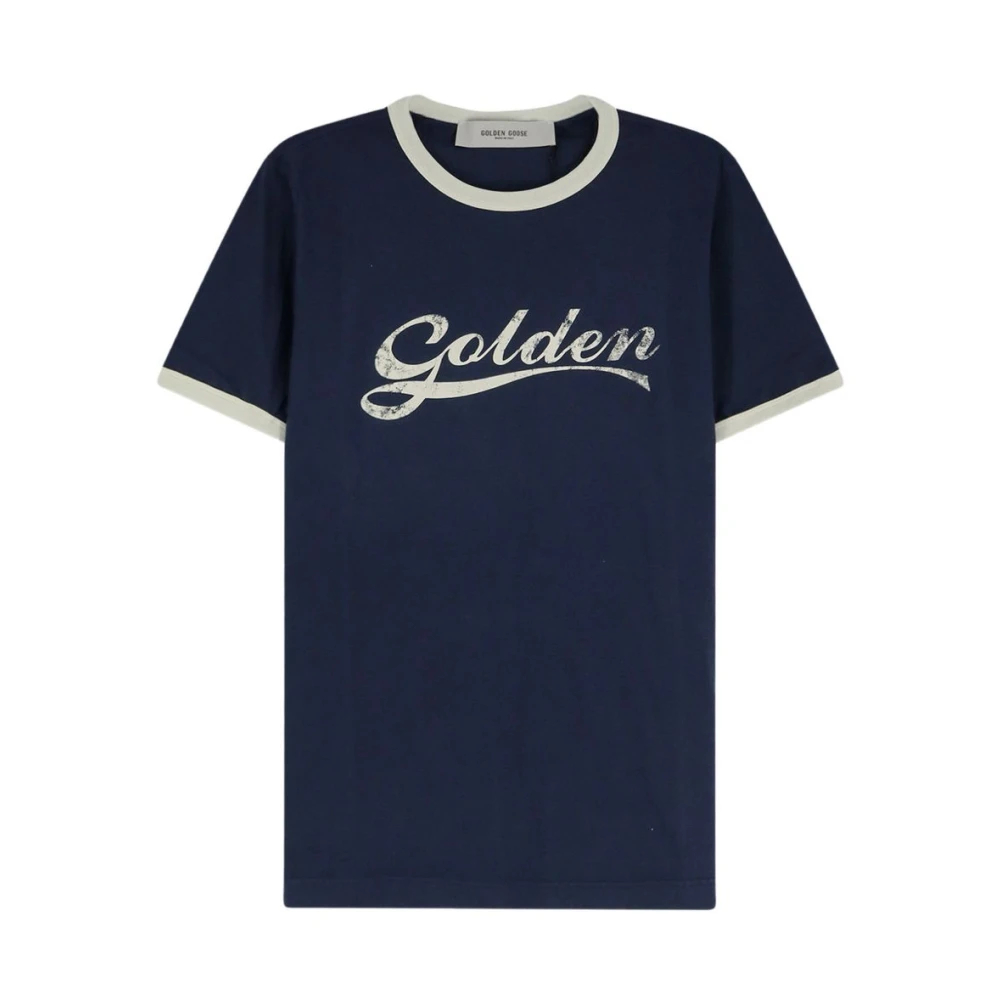 Golden Goose Herren Blau - Logo Print Rundhals T-Shirt - Tops - M