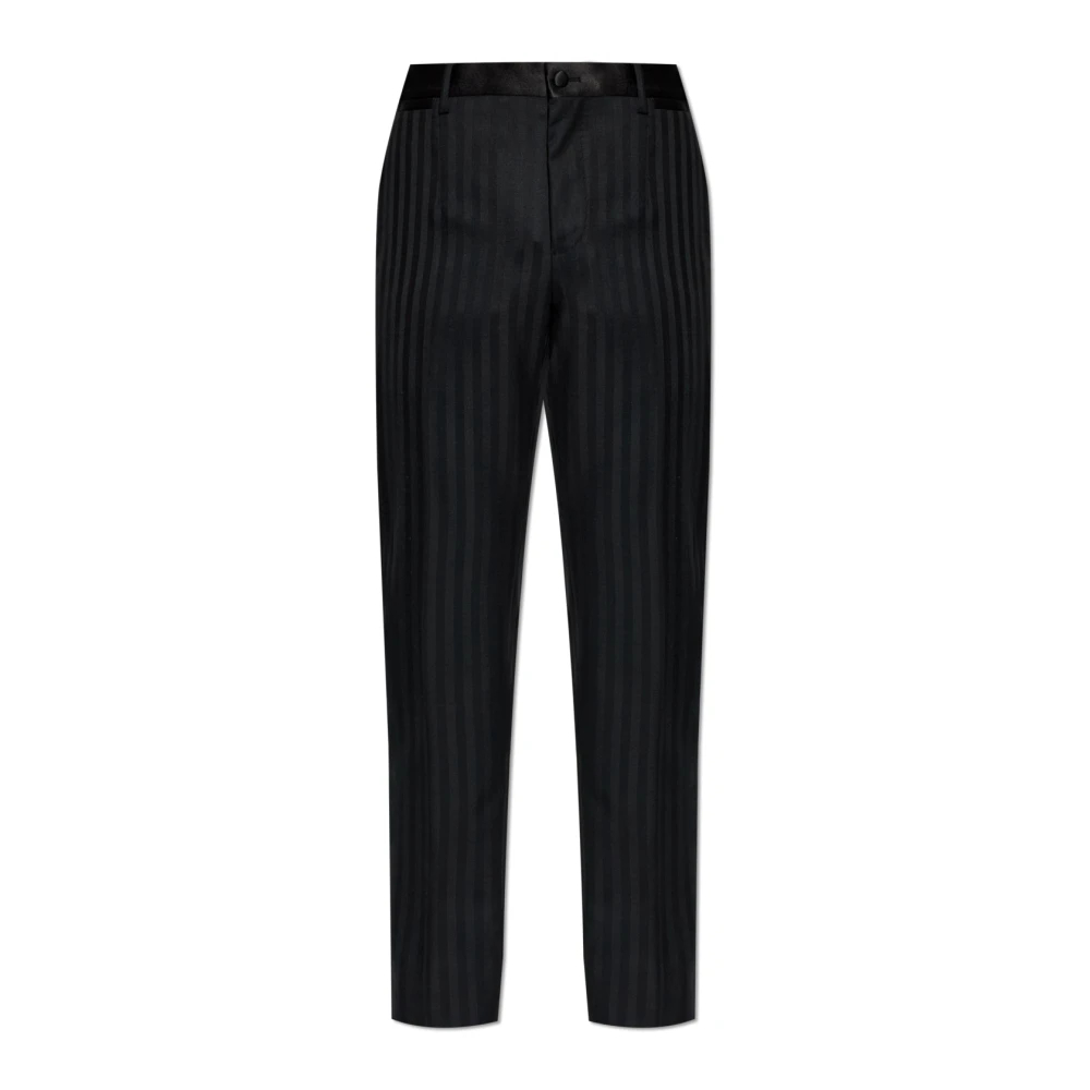 Dolce & Gabbana Herren Schwarz - Satin Striped Hosen - Trousers - K - L