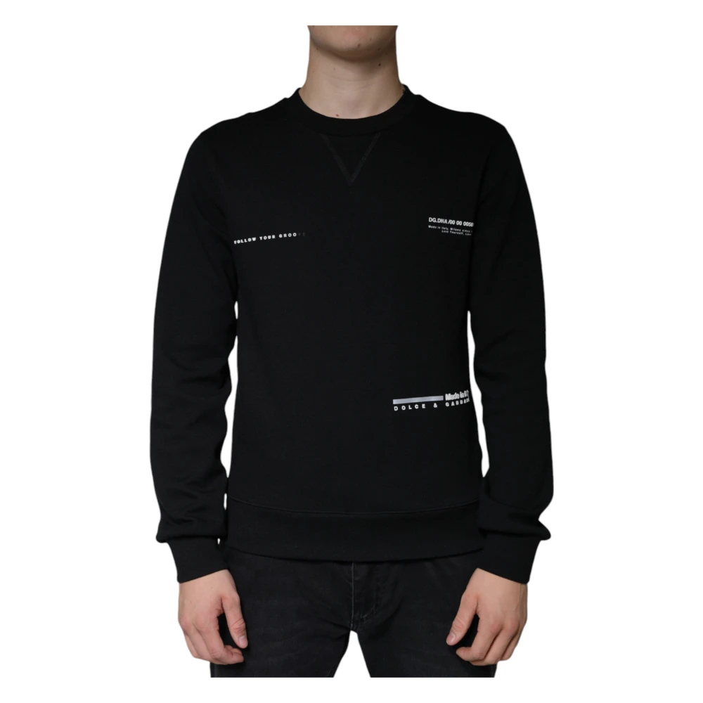 Dolce & Gabbana Herren Schwarz - Logo Print Crewneck Sweatshirt - Sweatshirts & Hoodies - K -S