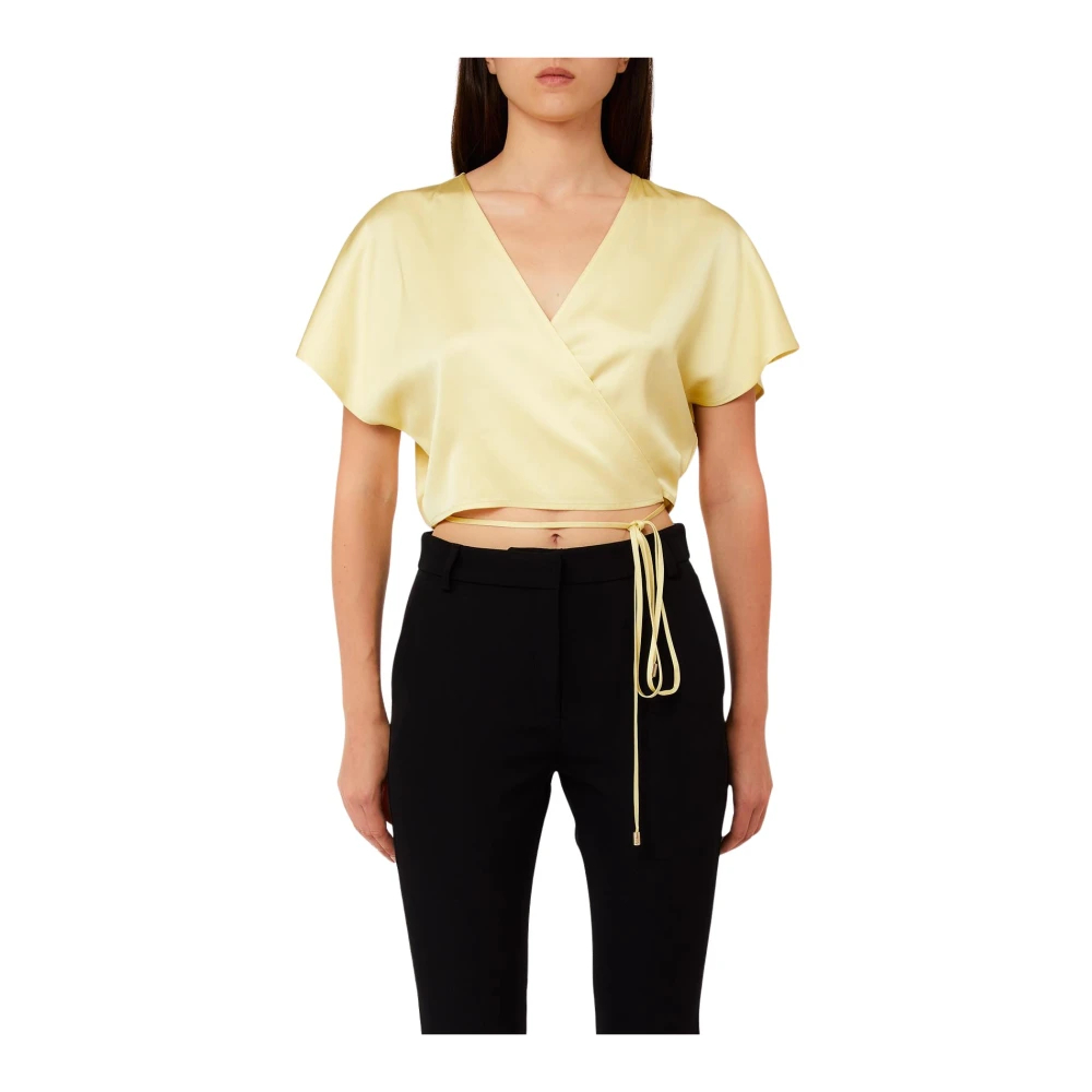 Liu Jo Damen Gelb - Satin-Wickeloberteil - Blouses & Shirts - M