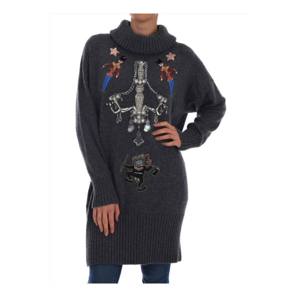 Dolce & Gabbana Damen Grau - Kristallgraue Kaschmirpullover - Knitwear - L