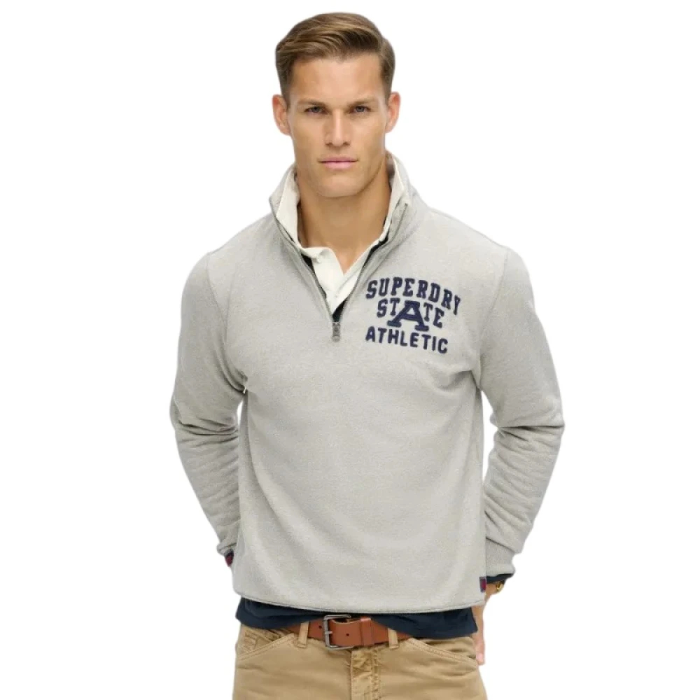 Superdry Herren Grau Pullover Mit Reißverschlusskragen Vintage Athletic - Bild 4