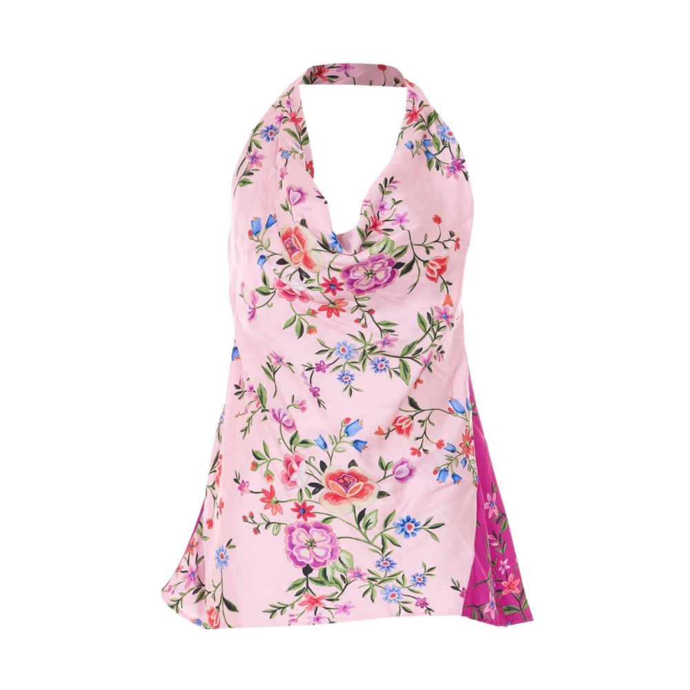 Liu Jo Damen Rosa - Floral Satin Top - Tops - M