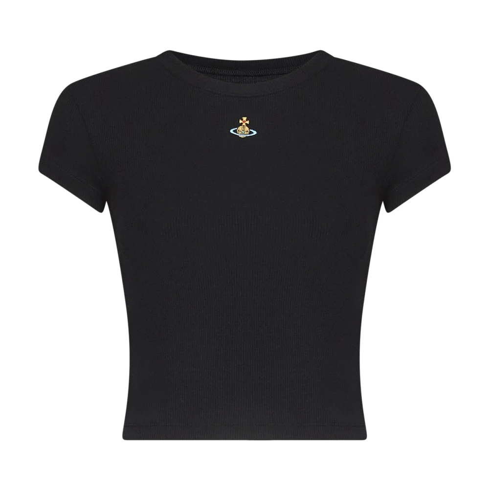 Vivienne Westwood - Orb Besticktes Cropped T-Shirt - Tops - Damen - Schwarzk - L
