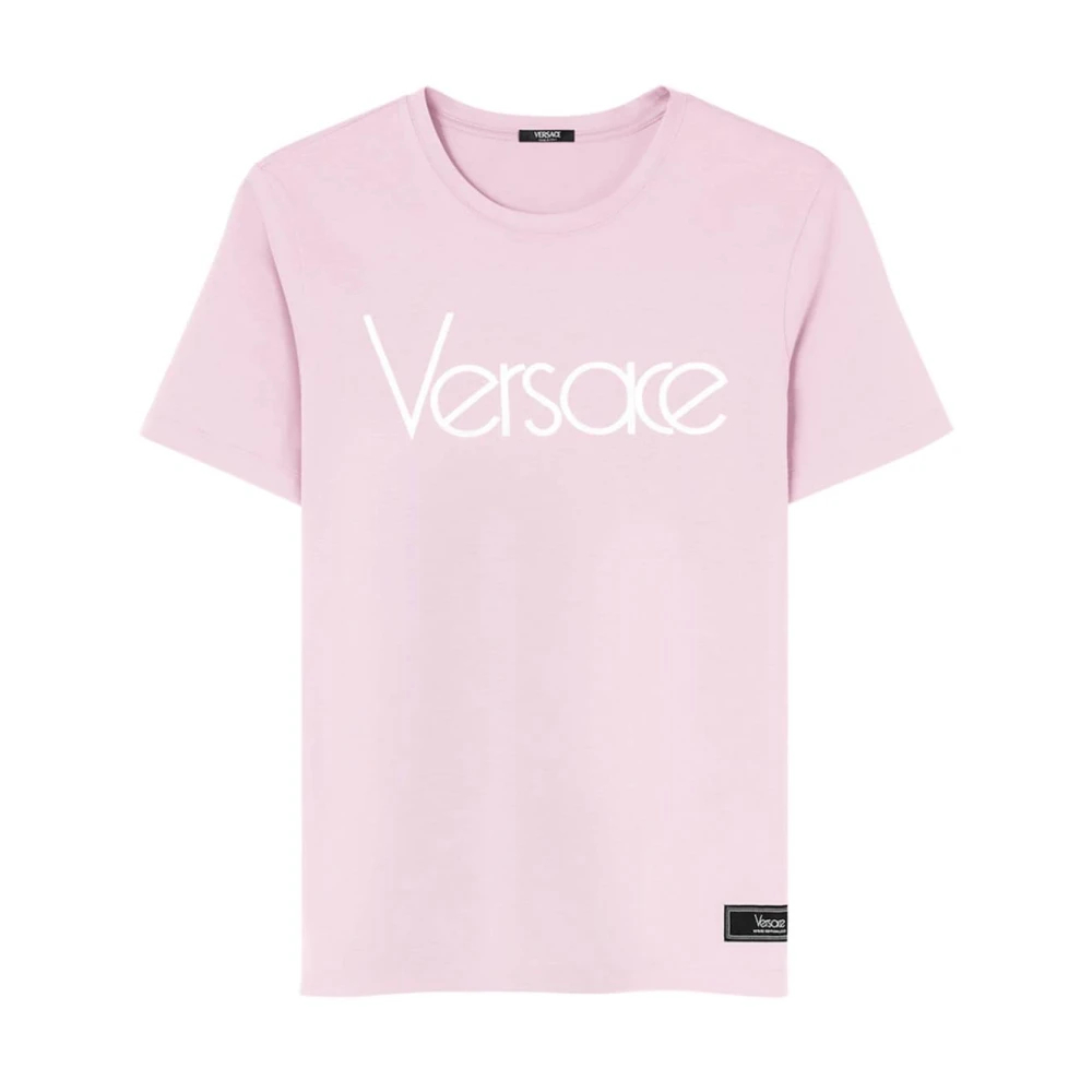 Versace Damen Rosa - Logo Print Crew Neck T-Shirt - Tops - S