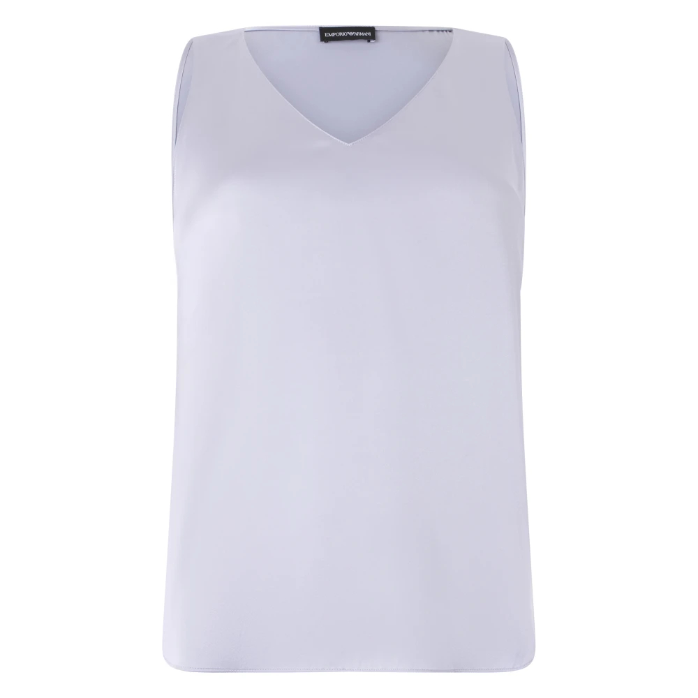 Emporio Armani Damen Violett - Seiden Satin V-Ausschnitt Top - Blouses & Shirts - Lila - S