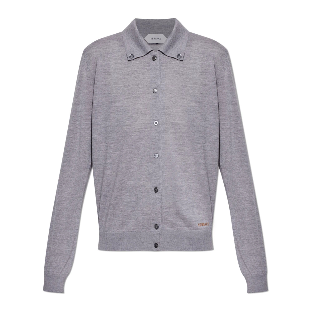 Versace Damen Grau - Bestickte Strickjacke Aus Wolle - Knitwear - Xs
