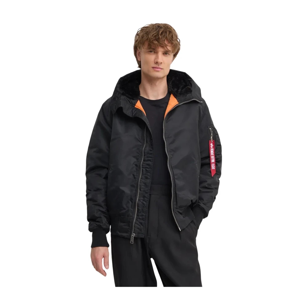 Alpha Industries Herren Schwarz Bomber Mit Kapuze Ma-1 - Bild 5