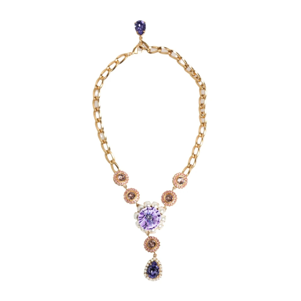Dolce & Gabbana Damen Multicolor - Blumen Kristall Perlen Anhänger Halskette - Accessories - Mehrfarbig - One Size