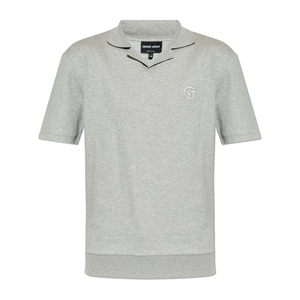 Giorgio Armani Herren Grau - Asv Cotton Interlock Poloshirt - Tops - 2XL