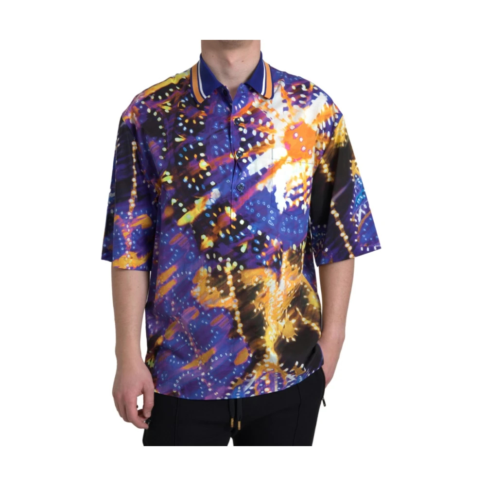Dolce & Gabbana Herren Multicolor - Luminaire Print Baumwoll-Polo-Top - Shirts - Mehrfarbig - 3XL