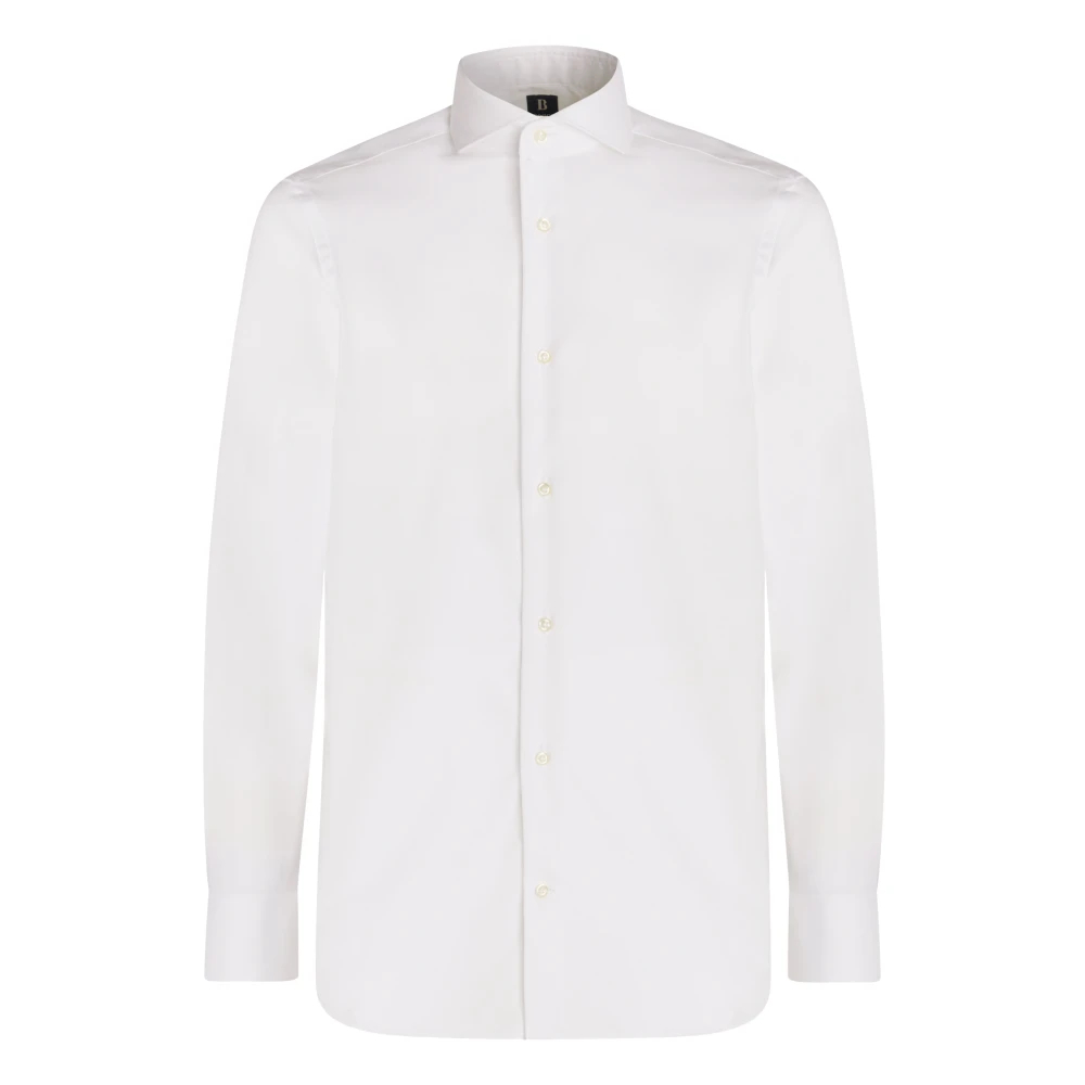 Boggi Milano Herren Weiß - Slim Fit Pinpoint Baumwollhemd - Shirts - L