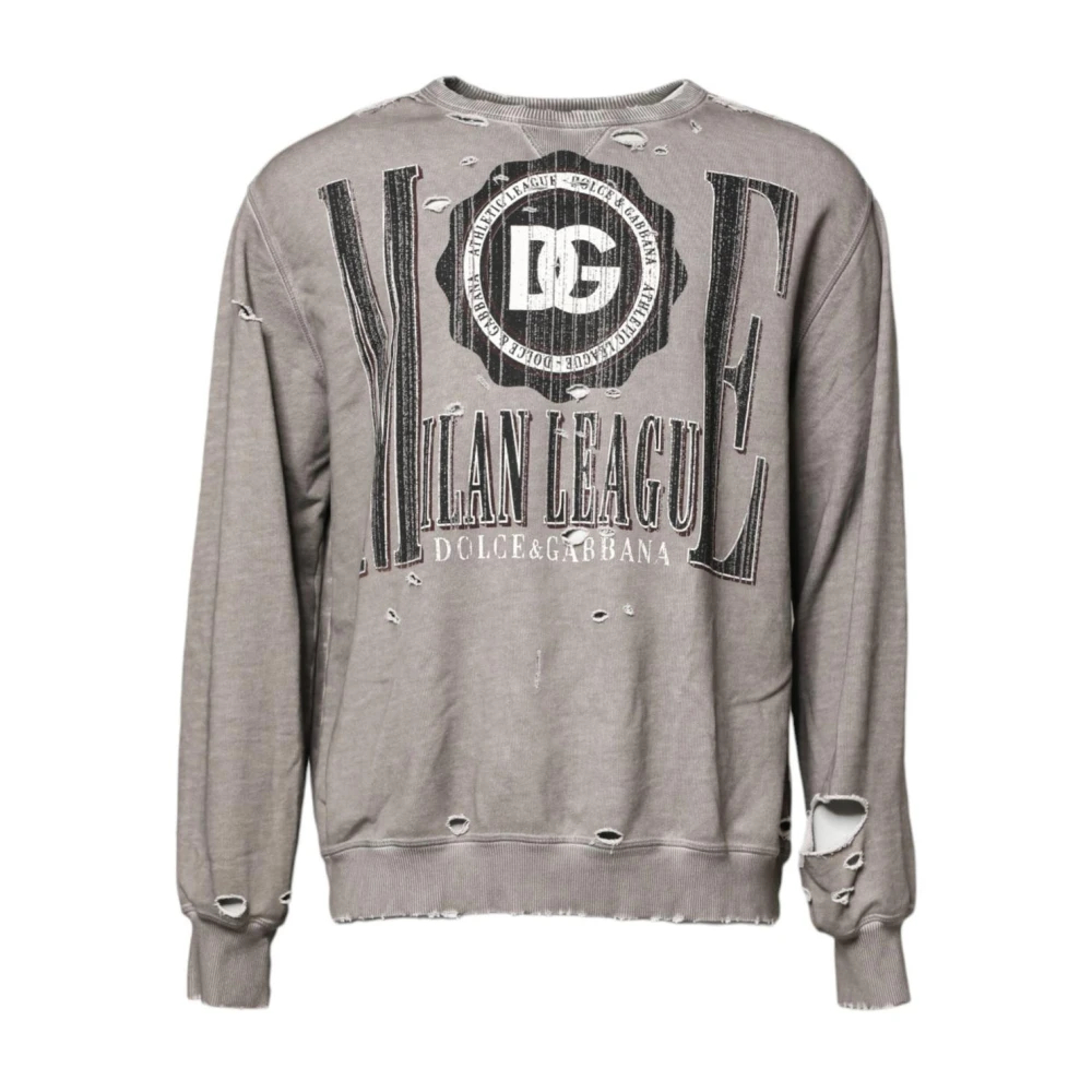 Dolce & Gabbana Herren Grau - Er Logo-Print Rundhalspullover - Sweatshirts & Hoodies - M